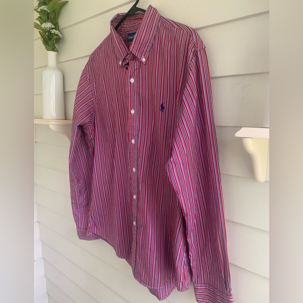 Ralph Lauren Custom Fit Striped Long Sleeve Button Shirt Men’s Size Large - Picture 6 of 12